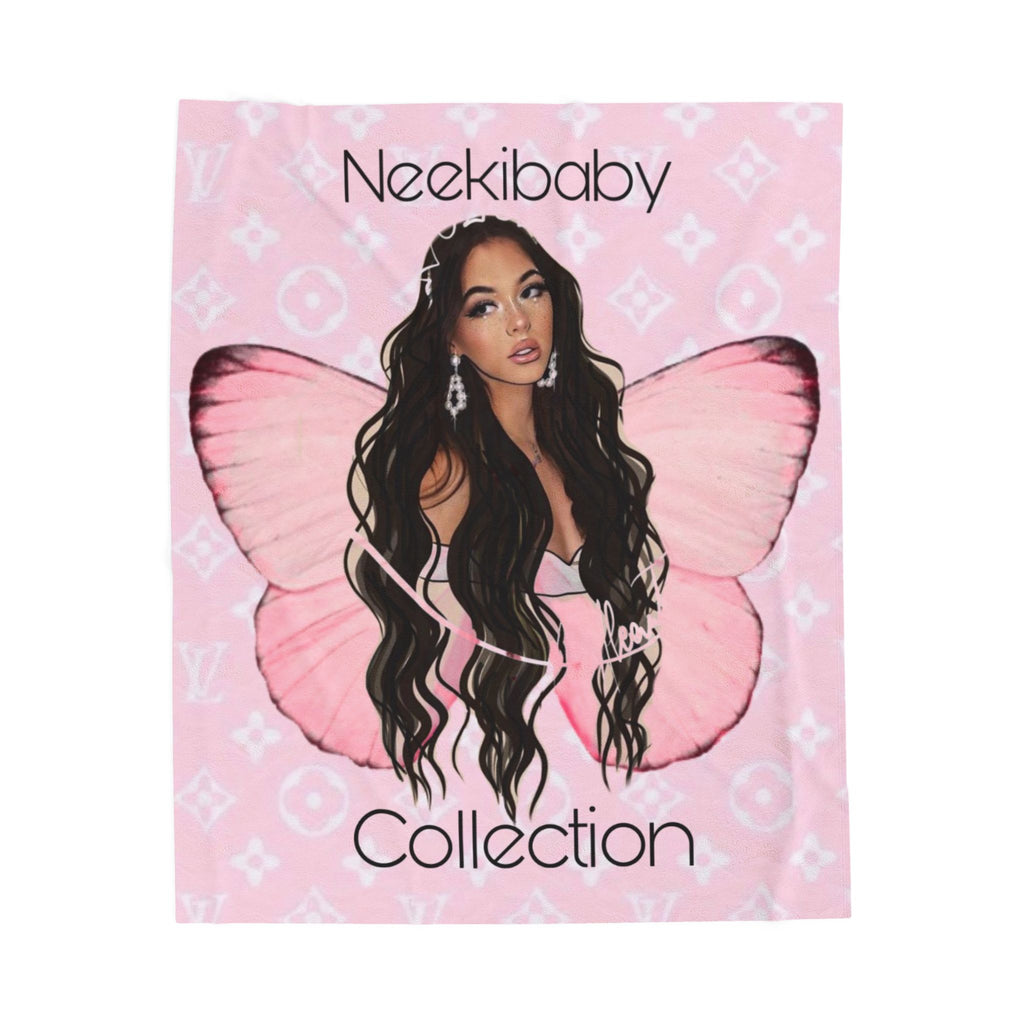 Neekibaby Collection Pink Butterfly Velveteen Plush Blanket — Soft Cozy Throw for Teens & Adults